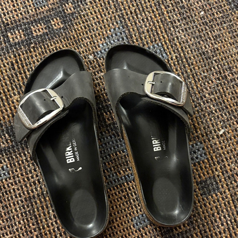 Birkenstock Women's Gray Sandals with Silver Buckle